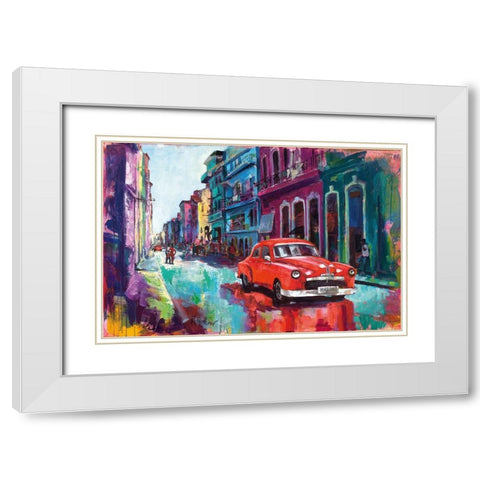 Dancing In The Streets Of Havana White Modern Wood Framed Art Print with Double Matting by Holzner, Renate
