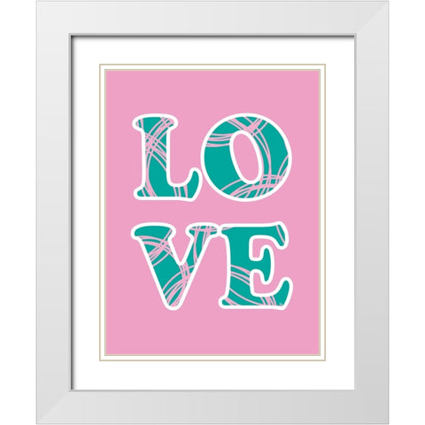 Love White Modern Wood Framed Art Print with Double Matting by Martina