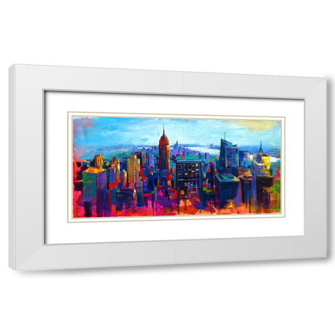 New York White Modern Wood Framed Art Print with Double Matting by Holzner, Renate