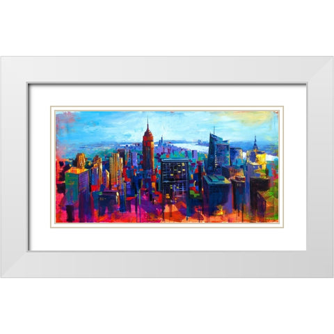 New York White Modern Wood Framed Art Print with Double Matting by Holzner, Renate