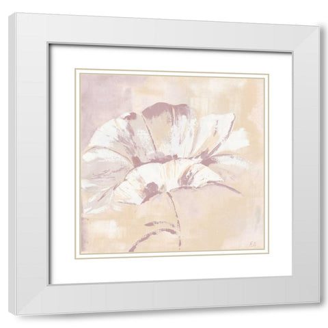 Blush Beauty Florenti White Modern Wood Framed Art Print with Double Matting by May