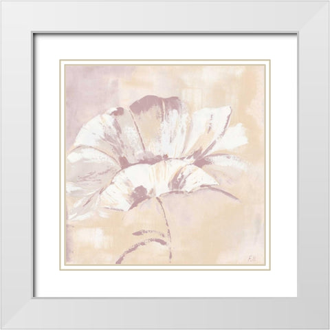 Blush Beauty Florenti White Modern Wood Framed Art Print with Double Matting by May