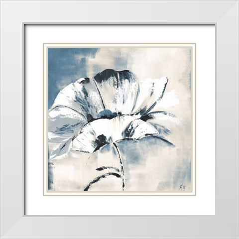 Blue Beauty Florenti White Modern Wood Framed Art Print with Double Matting by May