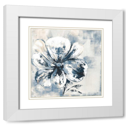 Blue Beauty Florenti Mate White Modern Wood Framed Art Print with Double Matting by May