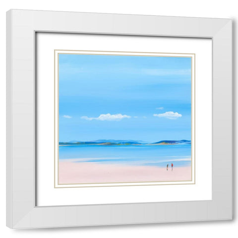 At The Beach 1 White Modern Wood Framed Art Print with Double Matting by Hasen, Jan