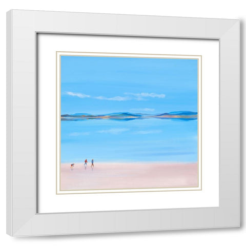 At The Beach 2 White Modern Wood Framed Art Print with Double Matting by Hasen, Jan