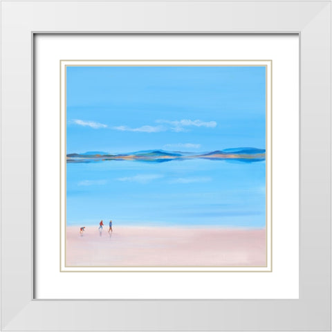 At The Beach 2 White Modern Wood Framed Art Print with Double Matting by Hasen, Jan