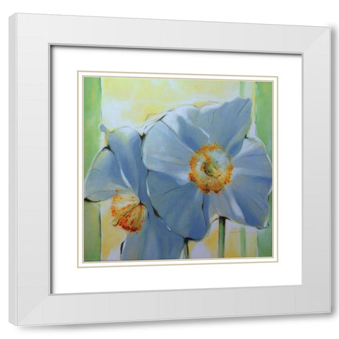 Springtime 2 White Modern Wood Framed Art Print with Double Matting by May
