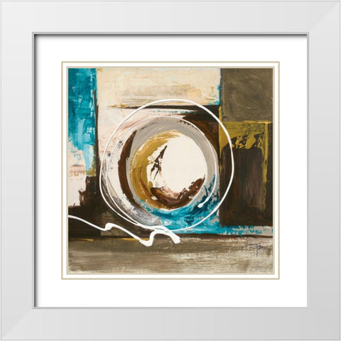 Spherical 2 White Modern Wood Framed Art Print with Double Matting by Umang