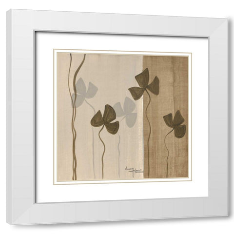 Dancing Leaves 1 White Modern Wood Framed Art Print with Double Matting by Umang