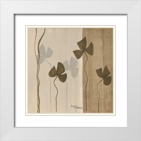 Dancing Leaves 1 White Modern Wood Framed Art Print with Double Matting by Umang