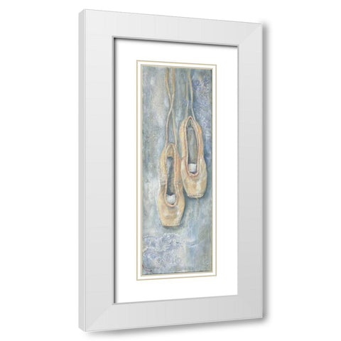 Hanging Ballerina Shoes White Modern Wood Framed Art Print with Double Matting by May