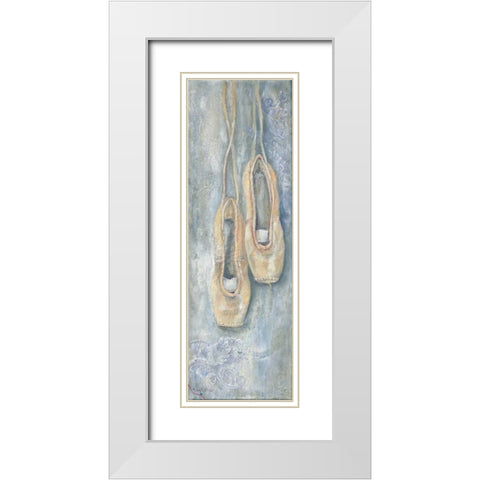 Hanging Ballerina Shoes White Modern Wood Framed Art Print with Double Matting by May