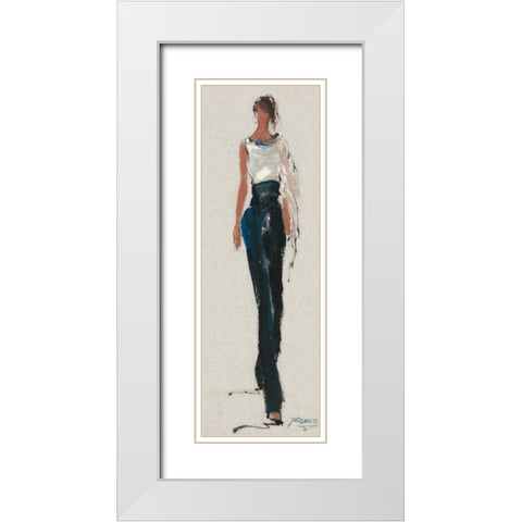 Catwalk Strutting White Modern Wood Framed Art Print with Double Matting by May