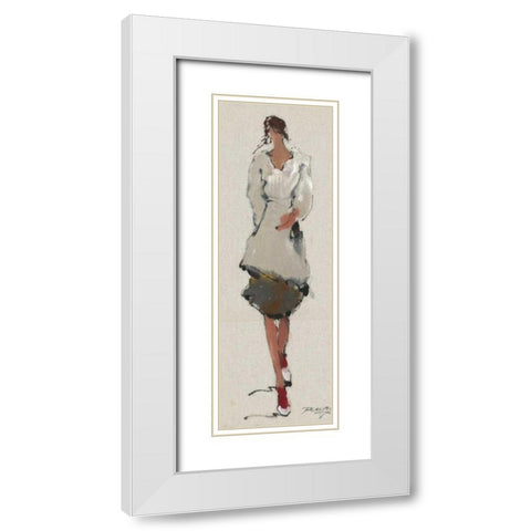 Casual Strolling Two White Modern Wood Framed Art Print with Double Matting by May