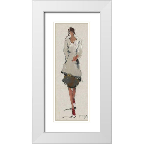 Casual Strolling Two White Modern Wood Framed Art Print with Double Matting by May