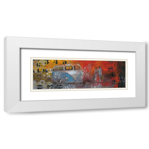 Love Bus White Modern Wood Framed Art Print with Double Matting by May