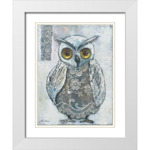 Frozen Owl 82561 White Modern Wood Framed Art Print with Double Matting by May