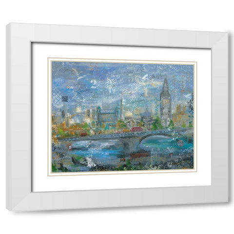 London in the Afternoon White Modern Wood Framed Art Print with Double Matting by May