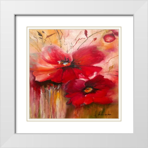 Ruby Rush White Modern Wood Framed Art Print with Double Matting by Isabella