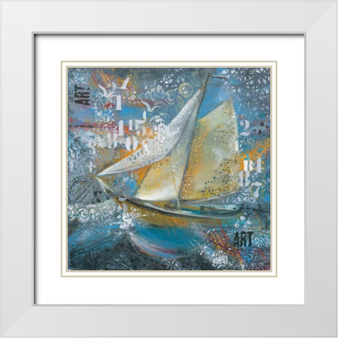 Stormy Seas 2 White Modern Wood Framed Art Print with Double Matting by May