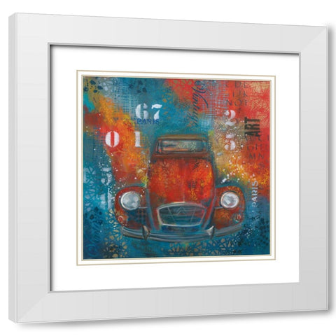 Fiery Beetle 82449 White Modern Wood Framed Art Print with Double Matting by May