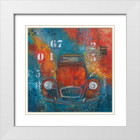Fiery Beetle 82449 White Modern Wood Framed Art Print with Double Matting by May