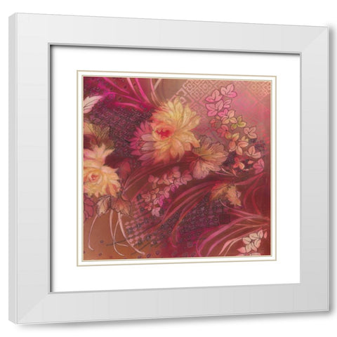 Marooned Florals 3 White Modern Wood Framed Art Print with Double Matting by May
