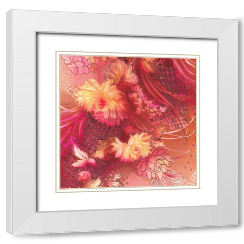 Crimson Collage 2 White Modern Wood Framed Art Print with Double Matting by May