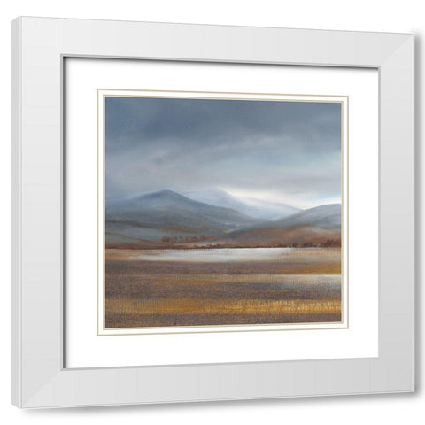 Mountainous Fields 1 White Modern Wood Framed Art Print with Double Matting by May
