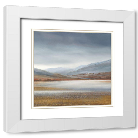 Mountainous Fields 2 White Modern Wood Framed Art Print with Double Matting by May