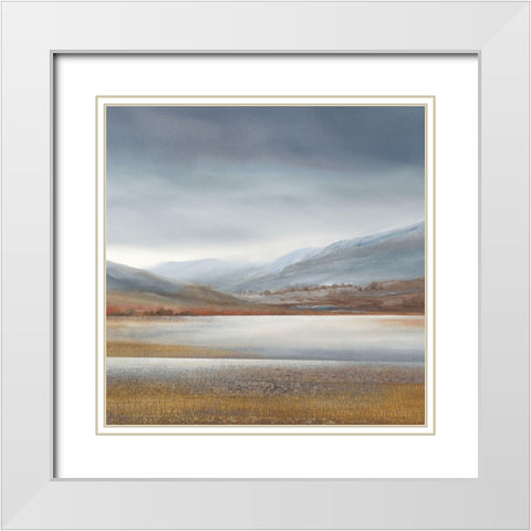 Mountainous Fields 2 White Modern Wood Framed Art Print with Double Matting by May