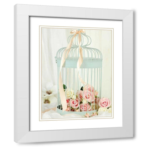 Think Blue White Modern Wood Framed Art Print with Double Matting by May