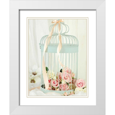 Think Blue White Modern Wood Framed Art Print with Double Matting by May