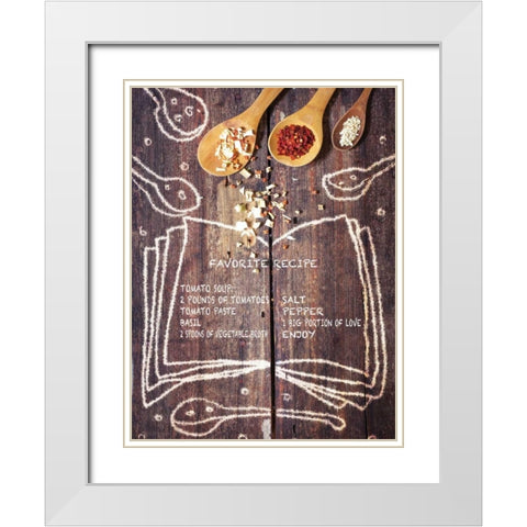 Favorite Recipe White Modern Wood Framed Art Print with Double Matting by May