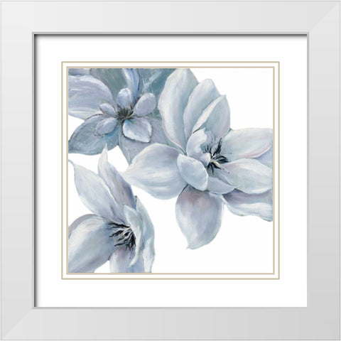 Blue Satin Withaar White Modern Wood Framed Art Print with Double Matting by May