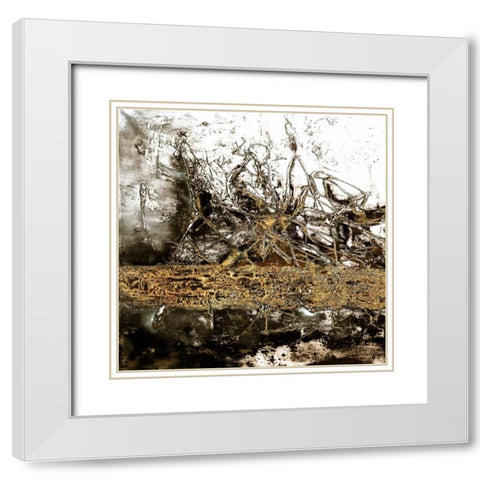 Ink Gold Metalico 2 White Modern Wood Framed Art Print with Double Matting by May