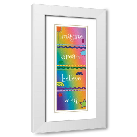 Kid Imagine Rainbow White Modern Wood Framed Art Print with Double Matting by Hogan, Melody