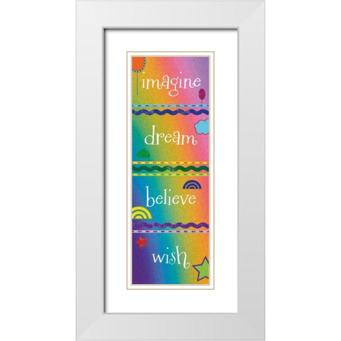 Kid Imagine Rainbow White Modern Wood Framed Art Print with Double Matting by Hogan, Melody