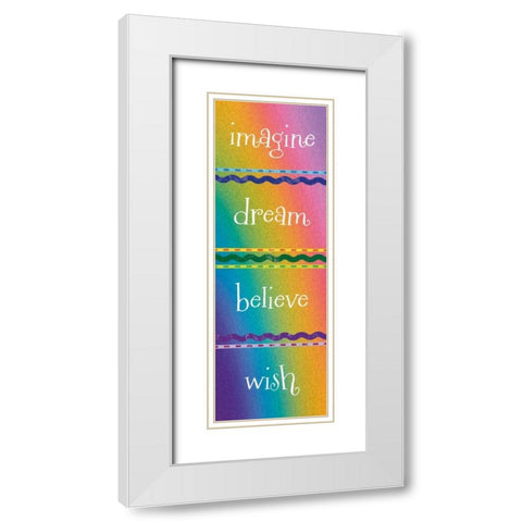 Kid Dreams Rainbow White Modern Wood Framed Art Print with Double Matting by Hogan, Melody