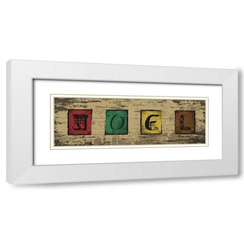 Noel Blocks White Modern Wood Framed Art Print with Double Matting by Hogan, Melody
