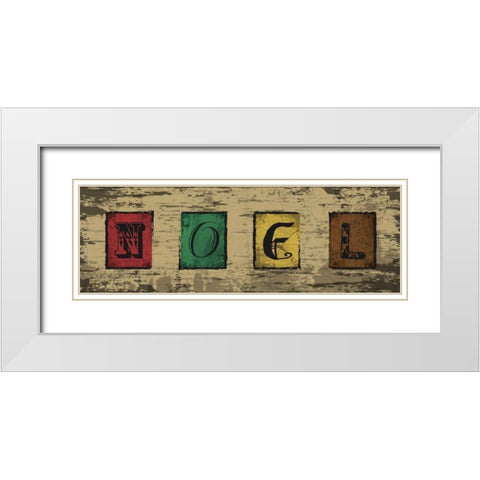 Noel Blocks White Modern Wood Framed Art Print with Double Matting by Hogan, Melody
