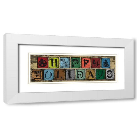 Holiday Blocks White Modern Wood Framed Art Print with Double Matting by Hogan, Melody