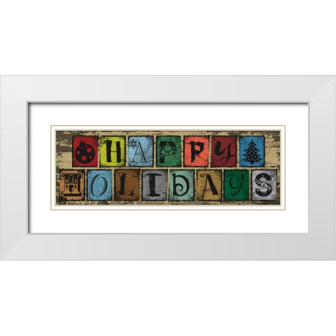 Holiday Blocks White Modern Wood Framed Art Print with Double Matting by Hogan, Melody