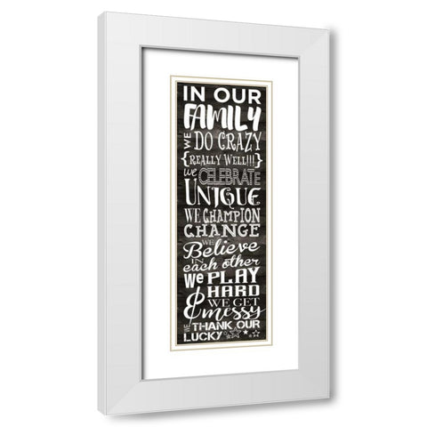 In Our Family Panel 1 White Modern Wood Framed Art Print with Double Matting by Hogan, Melody