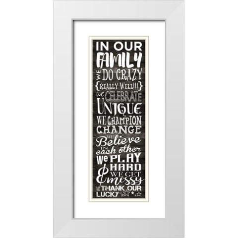 In Our Family Panel 1 White Modern Wood Framed Art Print with Double Matting by Hogan, Melody