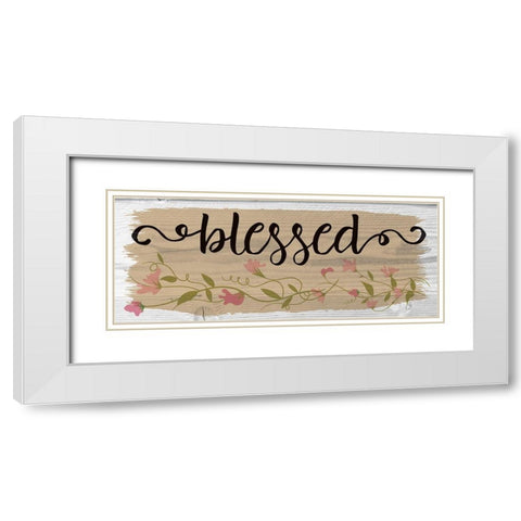 Curly Cue Blessed Floral 1 White Modern Wood Framed Art Print with Double Matting by Hogan, Melody