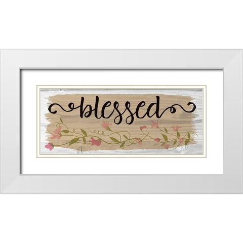 Curly Cue Blessed Floral 1 White Modern Wood Framed Art Print with Double Matting by Hogan, Melody