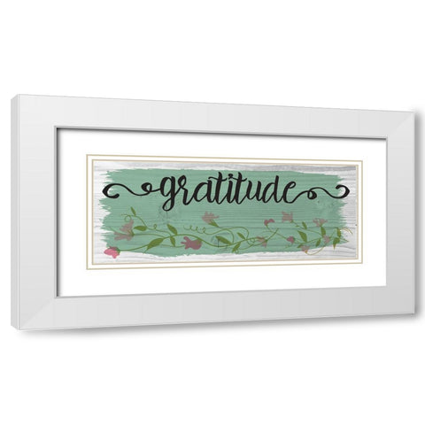 Curly Cue Gratitude Floral 8 White Modern Wood Framed Art Print with Double Matting by Hogan, Melody