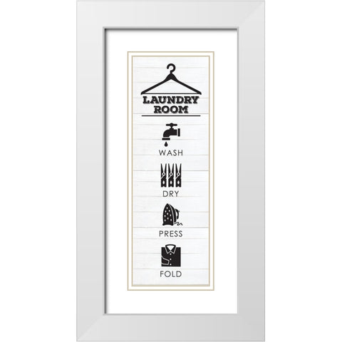 Laundry Shiplap 5 White Modern Wood Framed Art Print with Double Matting by Hogan, Melody